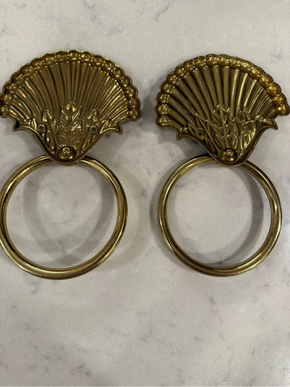 Vintage brass decorative towel rings